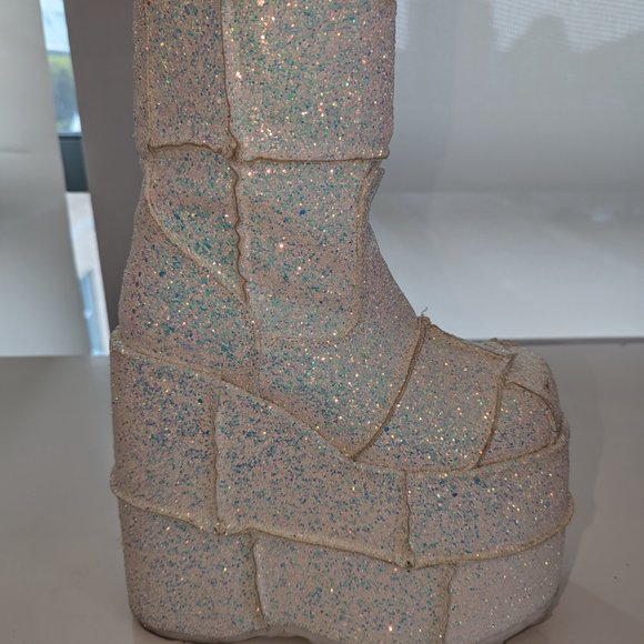 Demonia Double Stack 201-G iridescent white ankle boots - Women's 7 - Picture 5 of 5